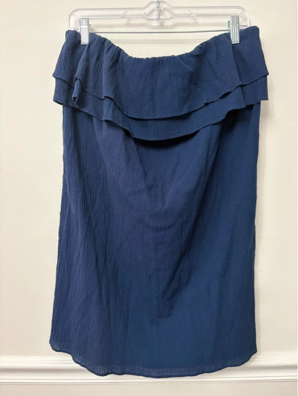 J.Crew Navy Cotton Gauze Off-Shoulder Ruffle Beach Dress Cover-Up XL